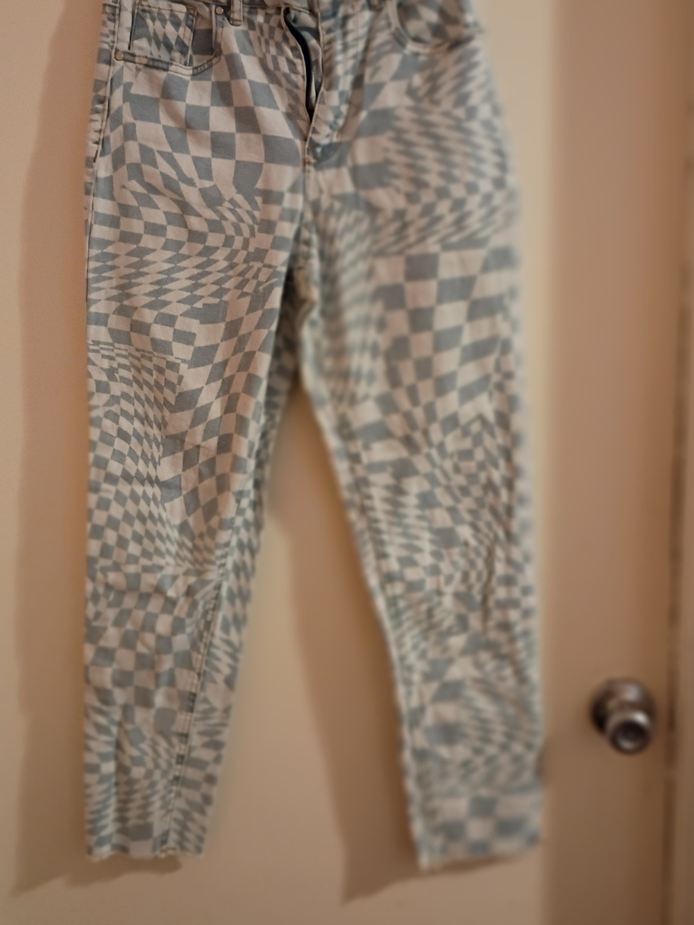 Tinseltown Gray & White Optical Checkerboard Chinos